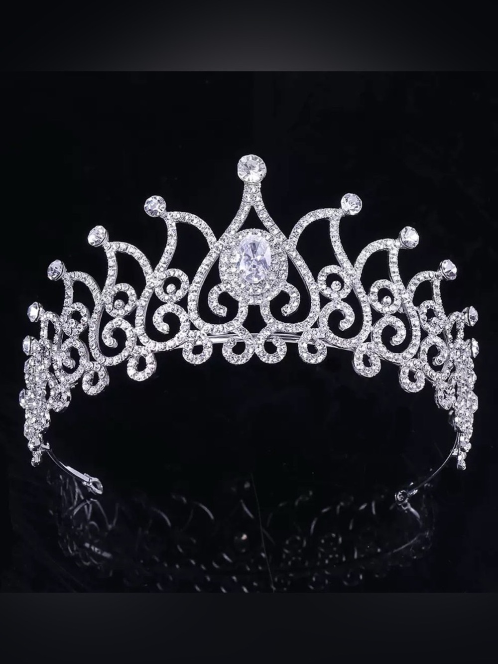 Sparkling Silver Crystal Tiara Hair Crown - Elegant Bridal Accessory